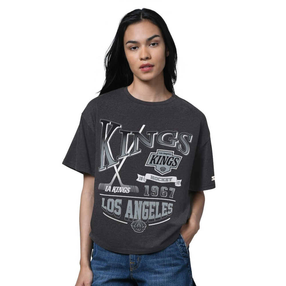 Los Angeles Kings Starter Women's Oversized Hall of Fame T-Shirt - Heather Black T-shirts