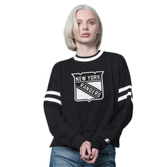 New York Rangers Starter Women's Rally Fleece Cropped Sweatshirt - Black Sweatshirts