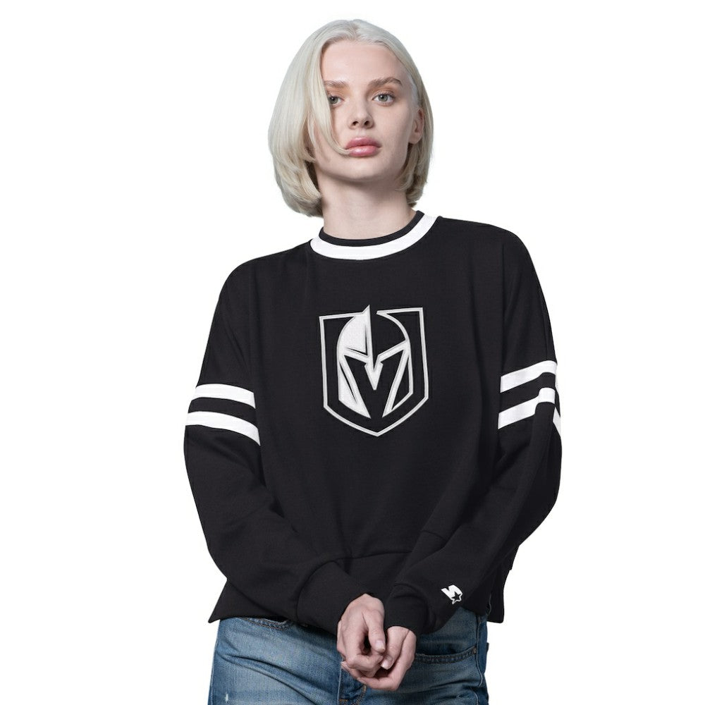 Vegas Golden Knights Starter Women's Rally Fleece Cropped Sweatshirt - Black Sweatshirts