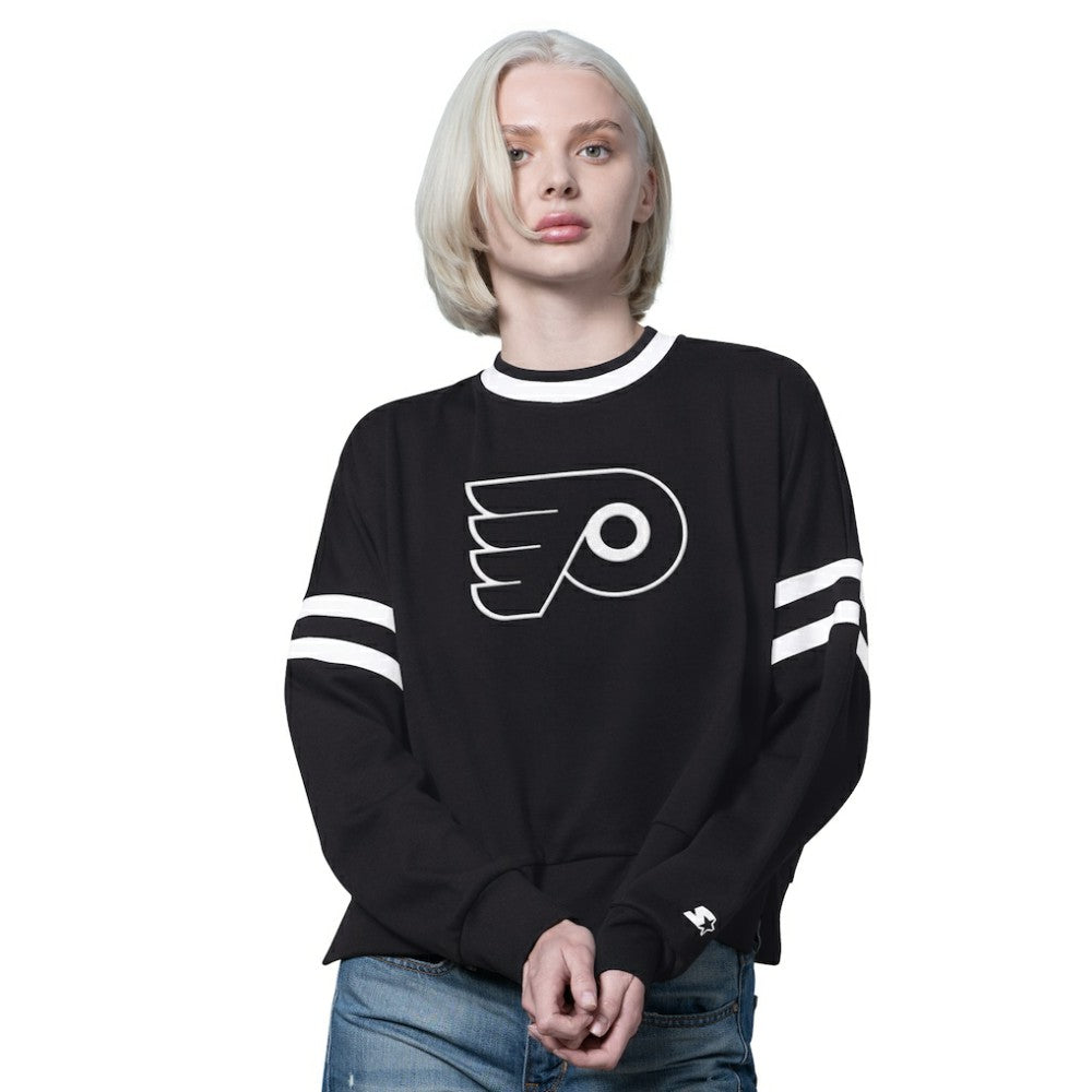 Philadelphia Flyers Starter Women's Rally Fleece Cropped Sweatshirt - Black Sweatshirts