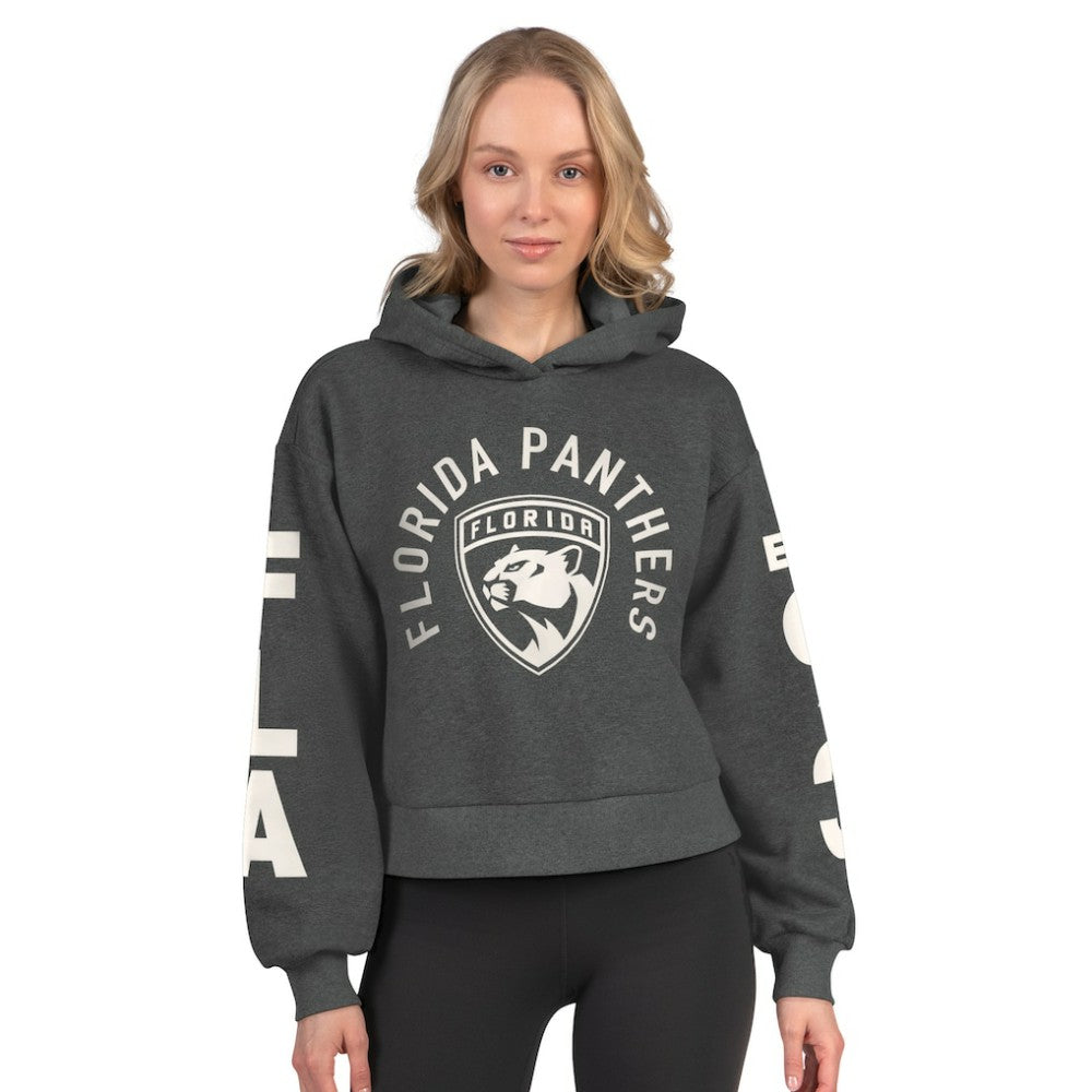 Florida Panthers Starter Women's Star Player Cropped Fleece Hoodie - Heather Charcoal Hoodies