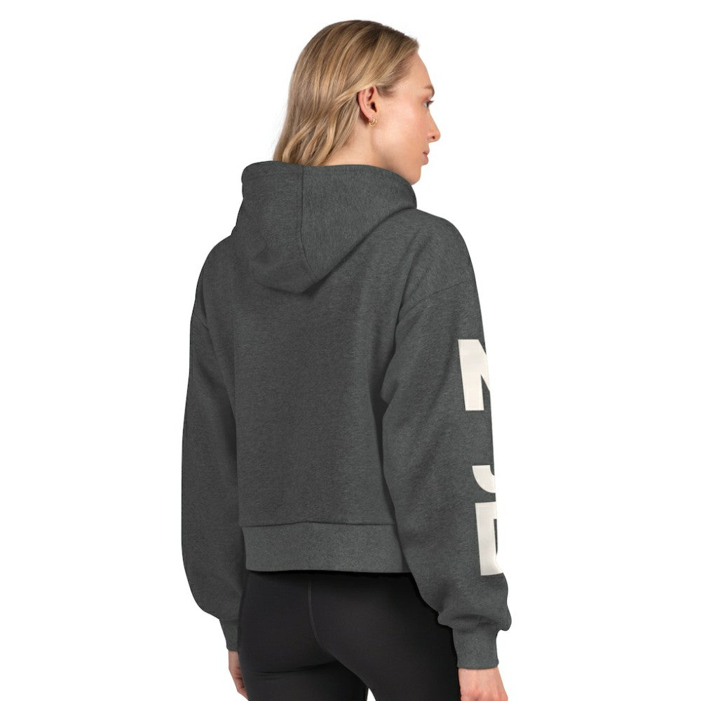 New Jersey Devils Starter Women's Star Player Cropped Fleece Hoodie - Heather Charcoal Jerseys