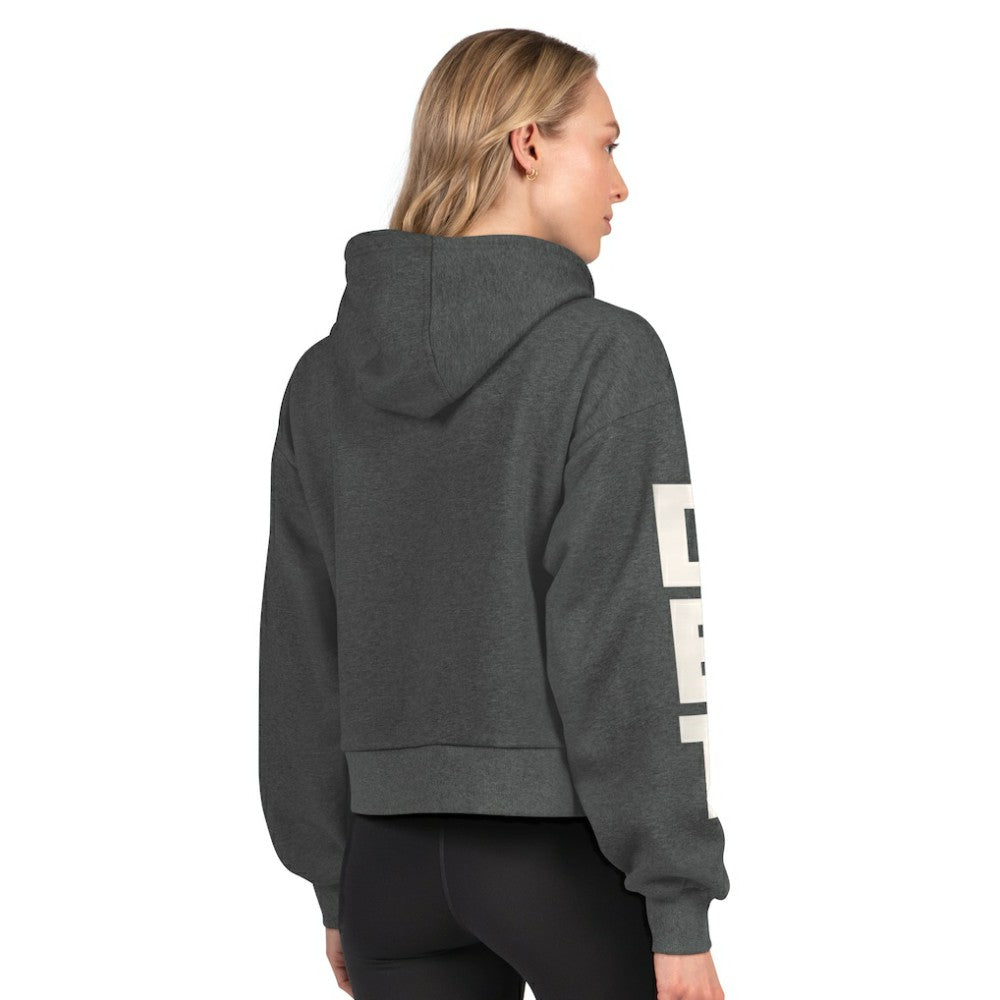Detroit Red Wings Starter Women's Star Player Cropped Fleece Hoodie - Heather Charcoal Hoodies