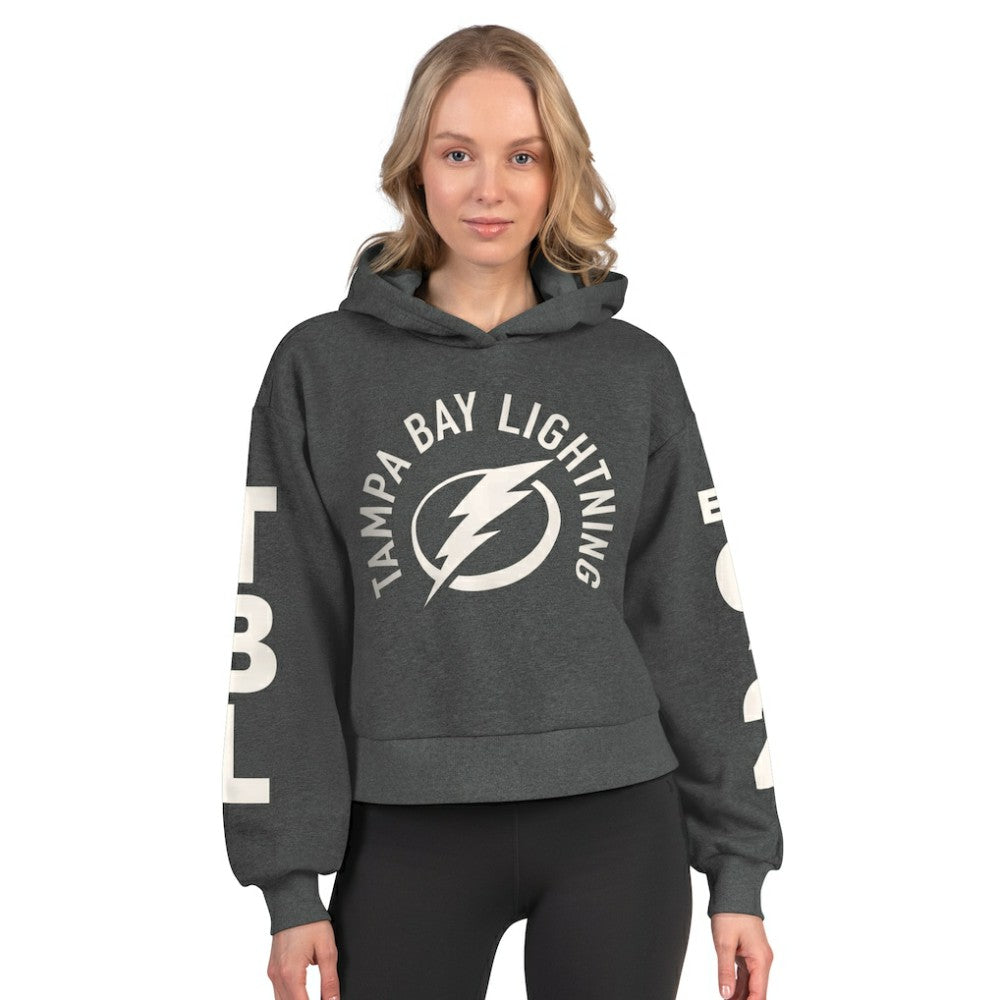 Tampa Bay Lightning Starter Women's Star Player Cropped Fleece Hoodie - Heather Charcoal Hoodies