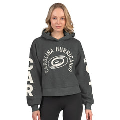 Carolina Hurricanes Starter Women's Star Player Cropped Fleece Hoodie - Heather Charcoal Hoodies