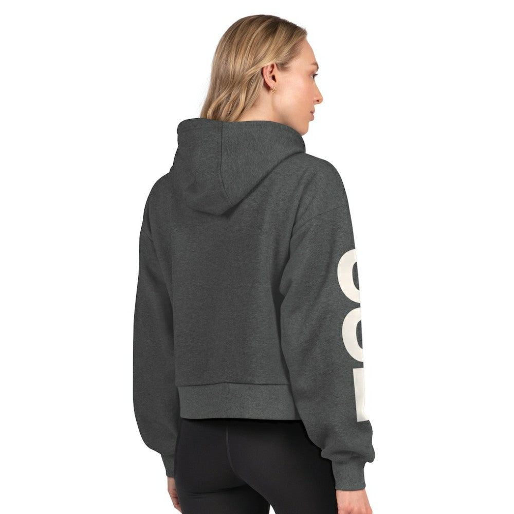 Colorado Avalanche Starter Women's Star Player Cropped Fleece Hoodie - Heather Charcoal Hoodies