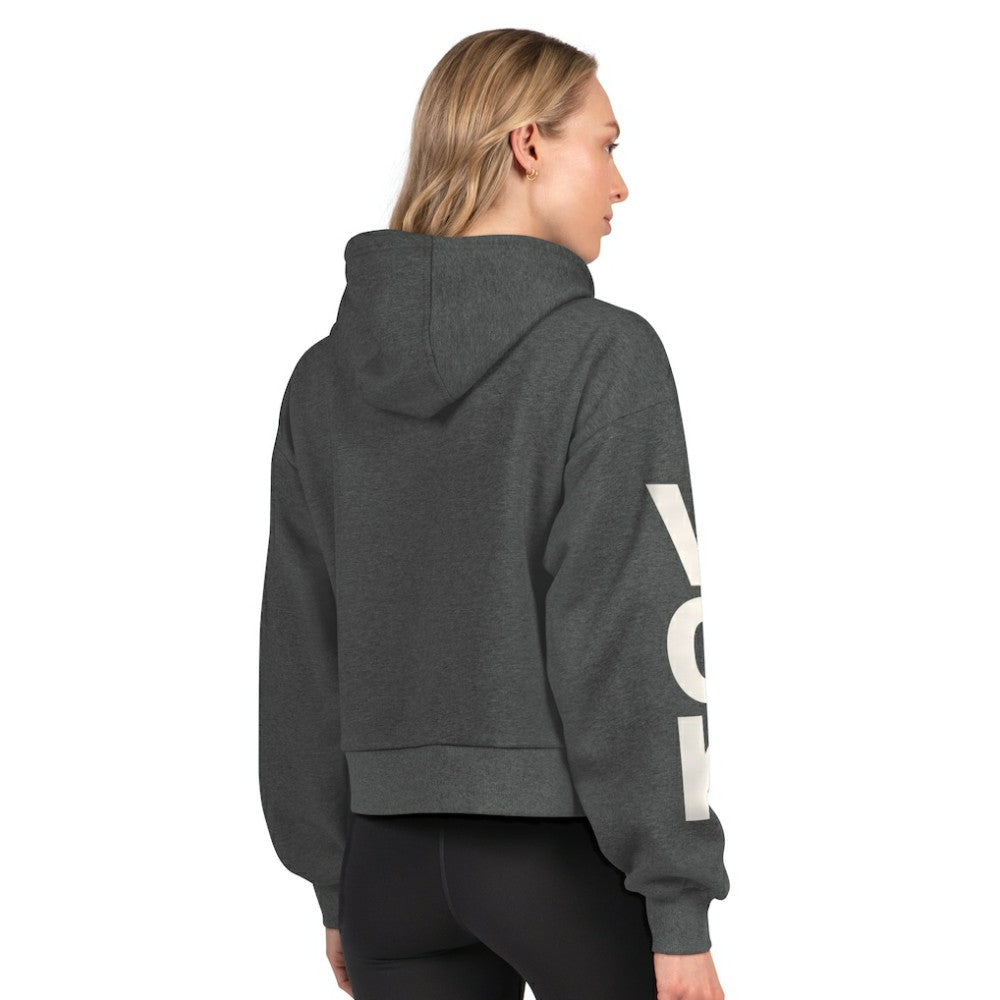 Vegas Golden Knights Starter Women's Star Player Cropped Fleece Hoodie - Heather Charcoal Hoodies