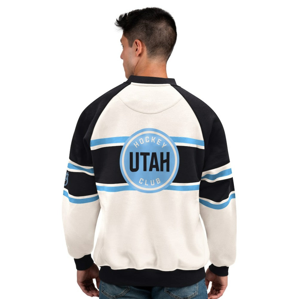 Utah Mammoth Starter Male Adult Defense Fleece Crewneck Sweatshirt - White Sweatshirts
