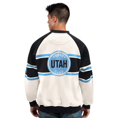 Utah Mammoth Starter Male Adult Defense Fleece Crewneck Sweatshirt - White Sweatshirts