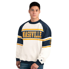 Nashville Predators Starter Male Adult Defense Fleece Crewneck Sweatshirt - White Sweatshirts