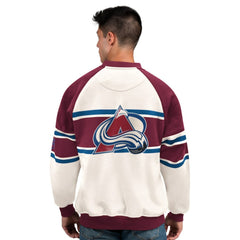 Colorado Avalanche Starter Male Adult Defense Fleece Crewneck Sweatshirt - White Sweatshirts