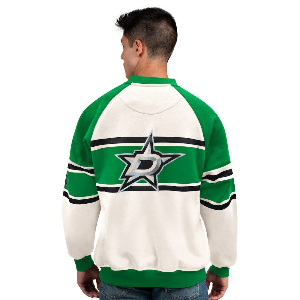 Dallas Stars Starter Male Adult Defense Fleece Crewneck Sweatshirt - White Sweatshirts