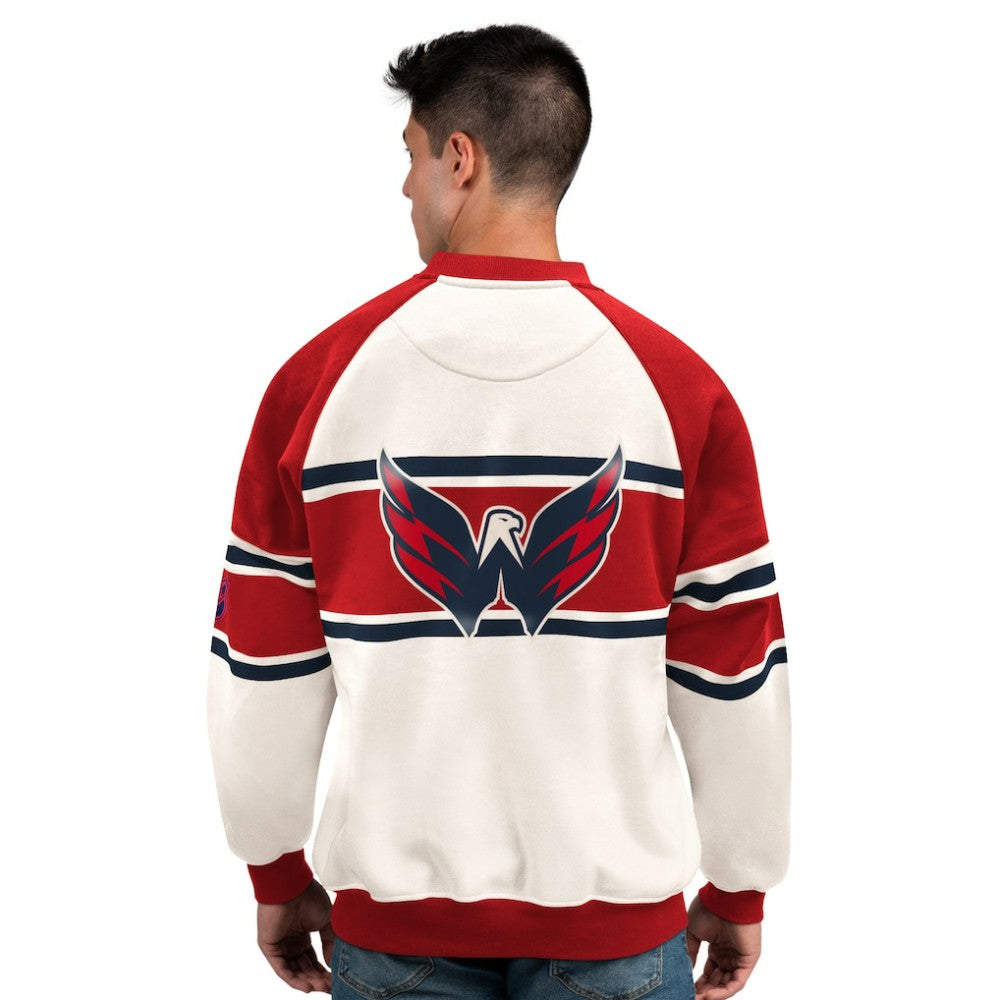 Washington Capitals Starter Male Adult Defense Fleece Crewneck Sweatshirt - White Sweatshirts