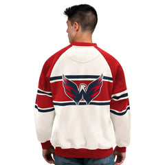 Washington Capitals Starter Male Adult Defense Fleece Crewneck Sweatshirt - White Sweatshirts