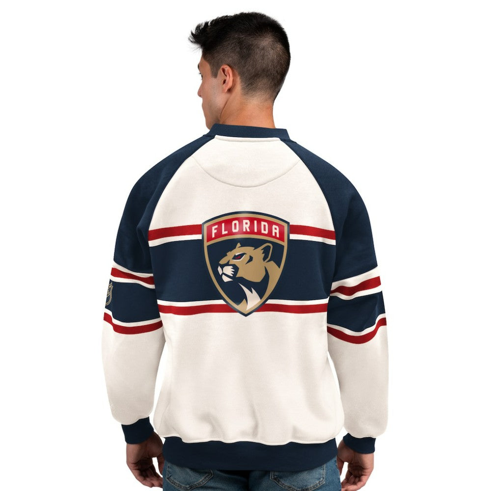 Florida Panthers Starter Male Adult Defense Fleece Crewneck Sweatshirt - White Sweatshirts