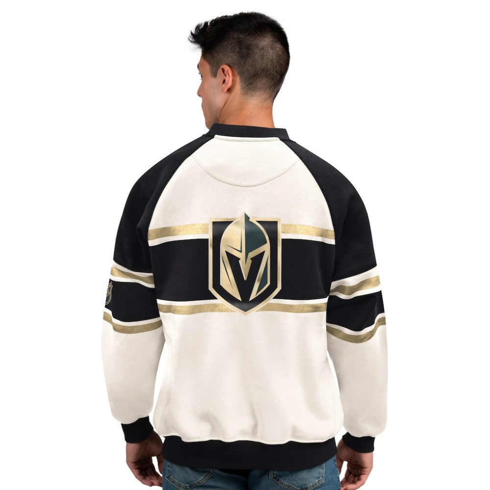 Vegas Golden Knights Starter Male Adult Defense Fleece Crewneck Sweatshirt - White Sweatshirts