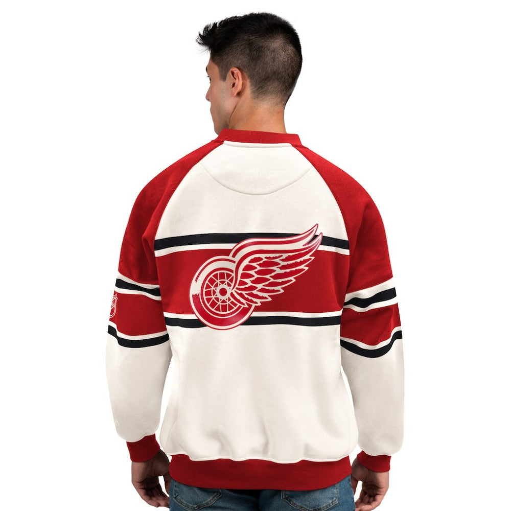 Detroit Red Wings Starter Male Adult Defense Fleece Crewneck Sweatshirt - White Sweatshirts