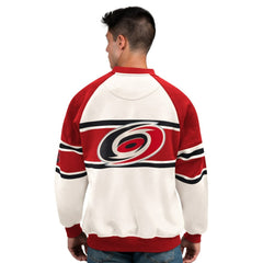Carolina Hurricanes Starter Male Adult Defense Fleece Crewneck Sweatshirt - White Sweatshirts
