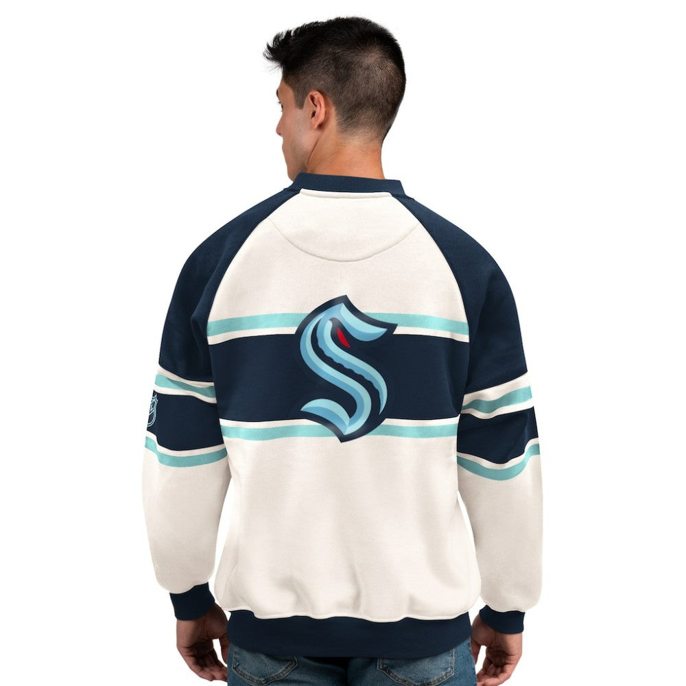 Seattle Kraken Starter Male Adult Defense Fleece Crewneck Sweatshirt - White Sweatshirts