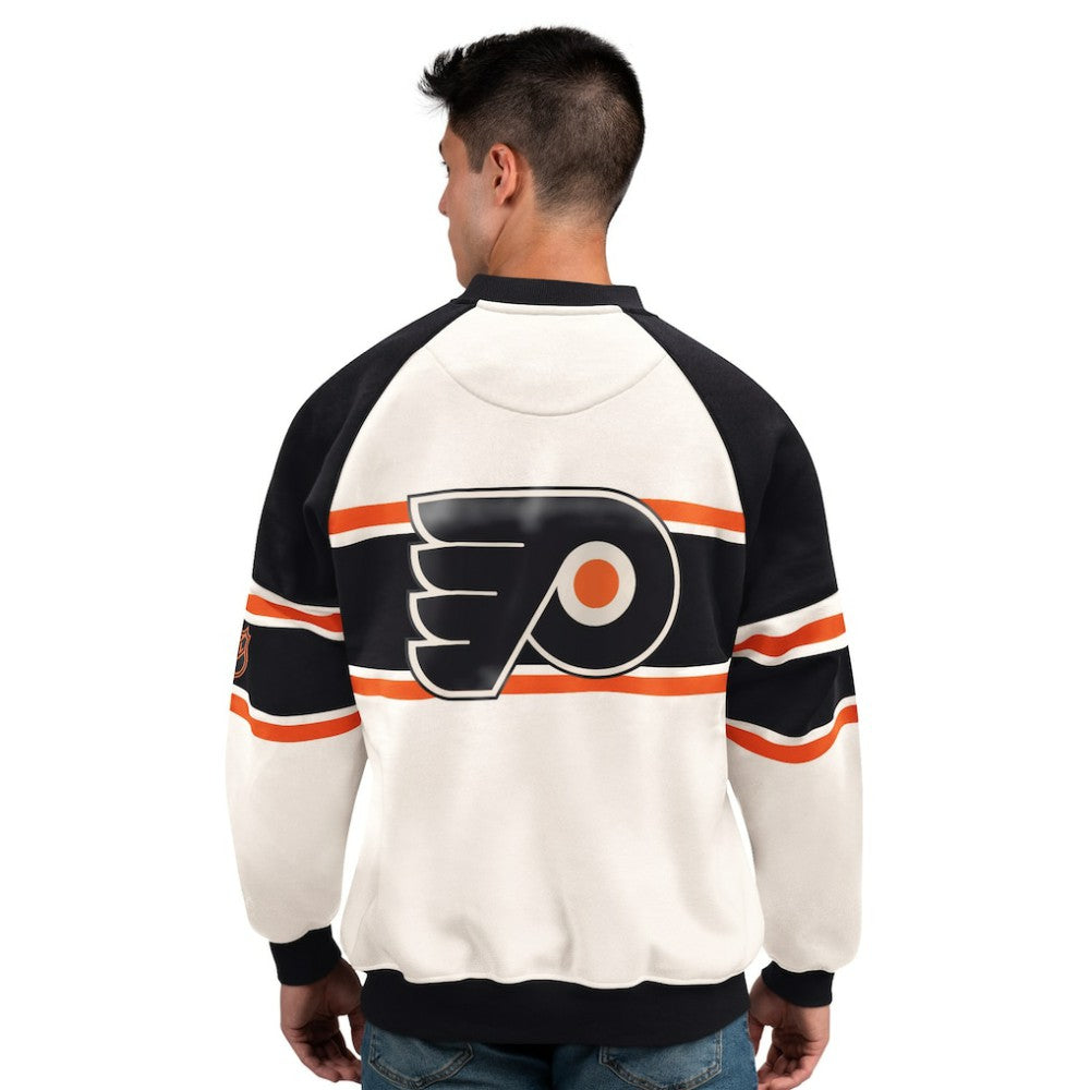 Philadelphia Flyers Starter Male Adult Defense Fleece Crewneck Sweatshirt - White Sweatshirts