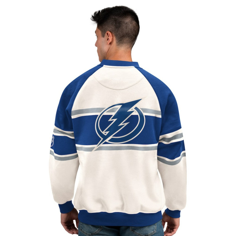 Tampa Bay Lightning Starter Male Adult Defense Fleece Crewneck Sweatshirt - White Sweatshirts