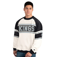 Los Angeles Kings Starter Male Adult Defense Fleece Crewneck Sweatshirt - White Sweatshirts
