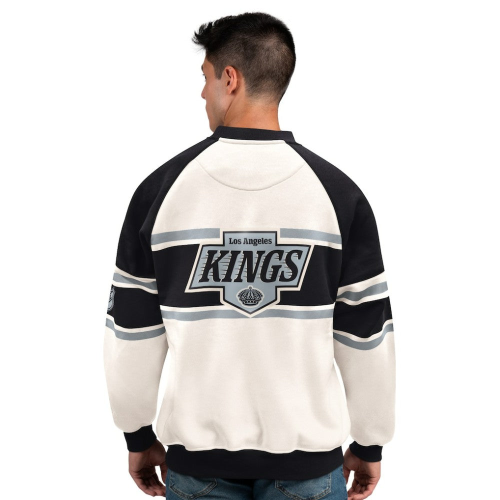 Los Angeles Kings Starter Male Adult Defense Fleece Crewneck Sweatshirt - White Sweatshirts