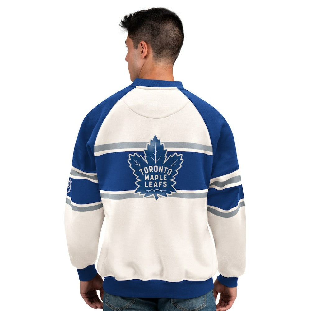 Toronto Maple Leafs Starter Male Adult Defense Fleece Crewneck Sweatshirt - White Sweatshirts
