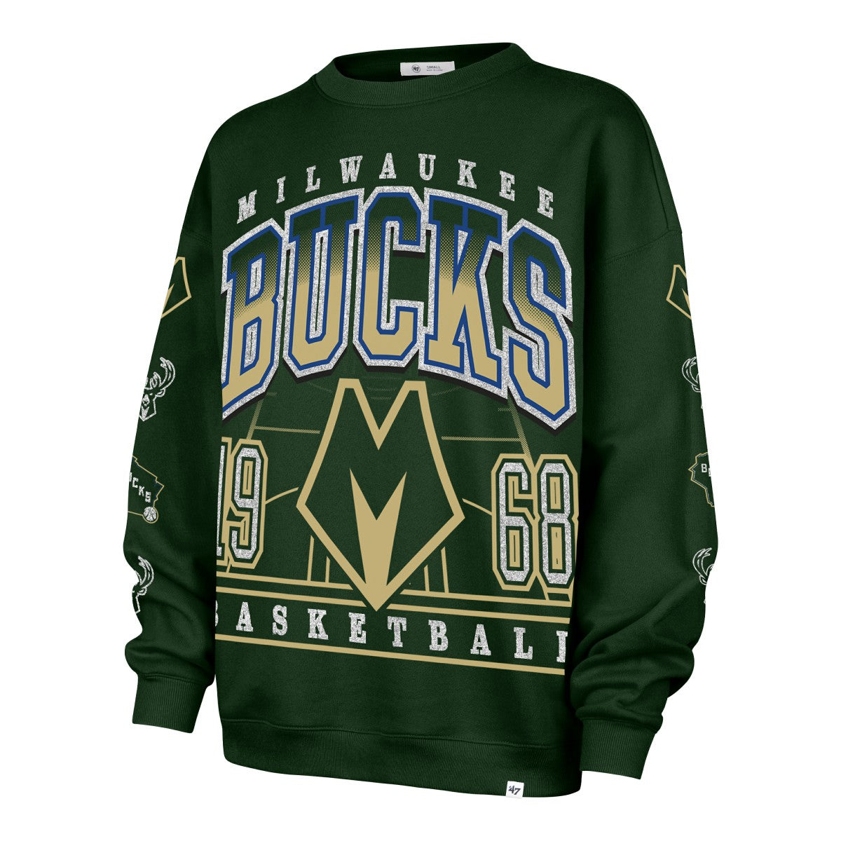 Milwaukee Bucks '47 Women's 2025/26 City Edition Go Big Oversized Sweatshirt - Hunter Green for sale