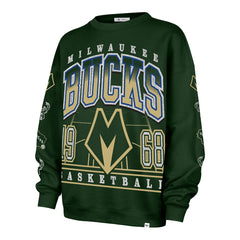 Milwaukee Bucks '47 Women's 2025/26 City Edition Go Big Oversized Sweatshirt - Hunter Green for sale
