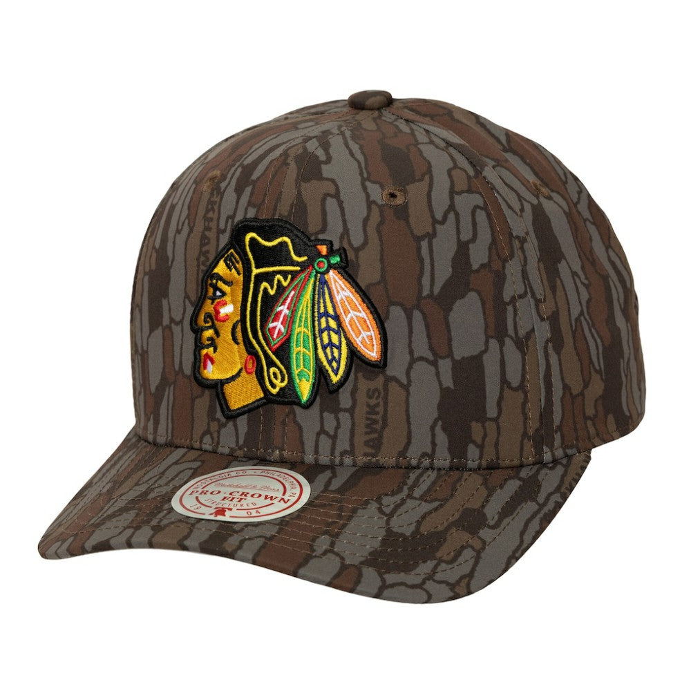 Chicago Blackhawks Mitchell & Ness Hidden Camo Pro Crown Adjustable Hat - Camo Hats