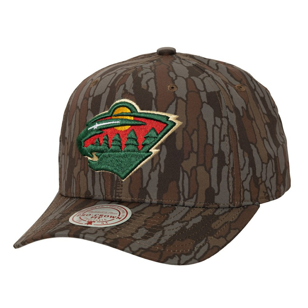 Minnesota Wild Mitchell & Ness Hidden Camo Pro Crown Adjustable Hat - Camo Hats