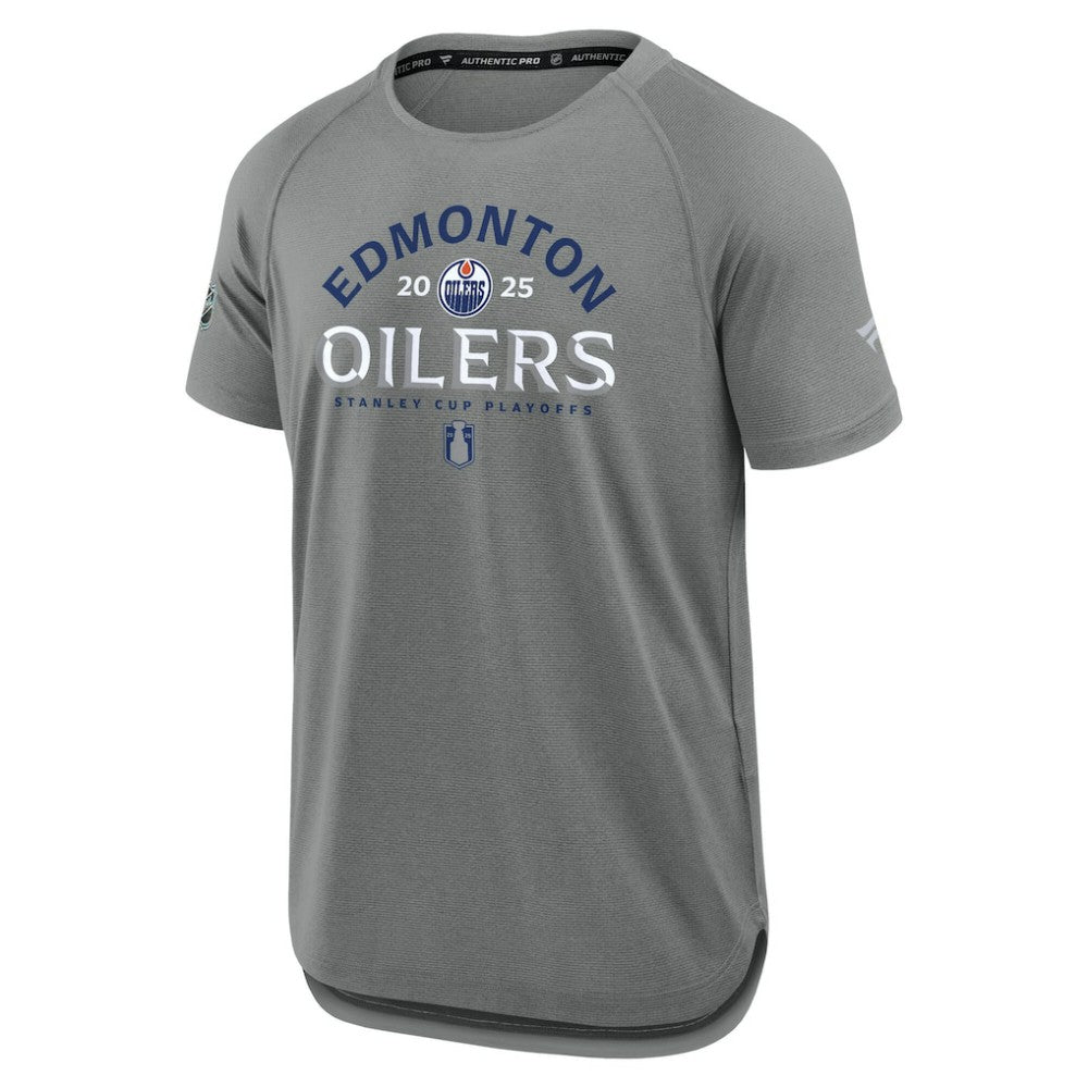 Edmonton Oilers Fanatics 2025 Stanley Cup Playoffs Authentic Pro Rink Performance T-Shirt - Heather Gray T-shirts