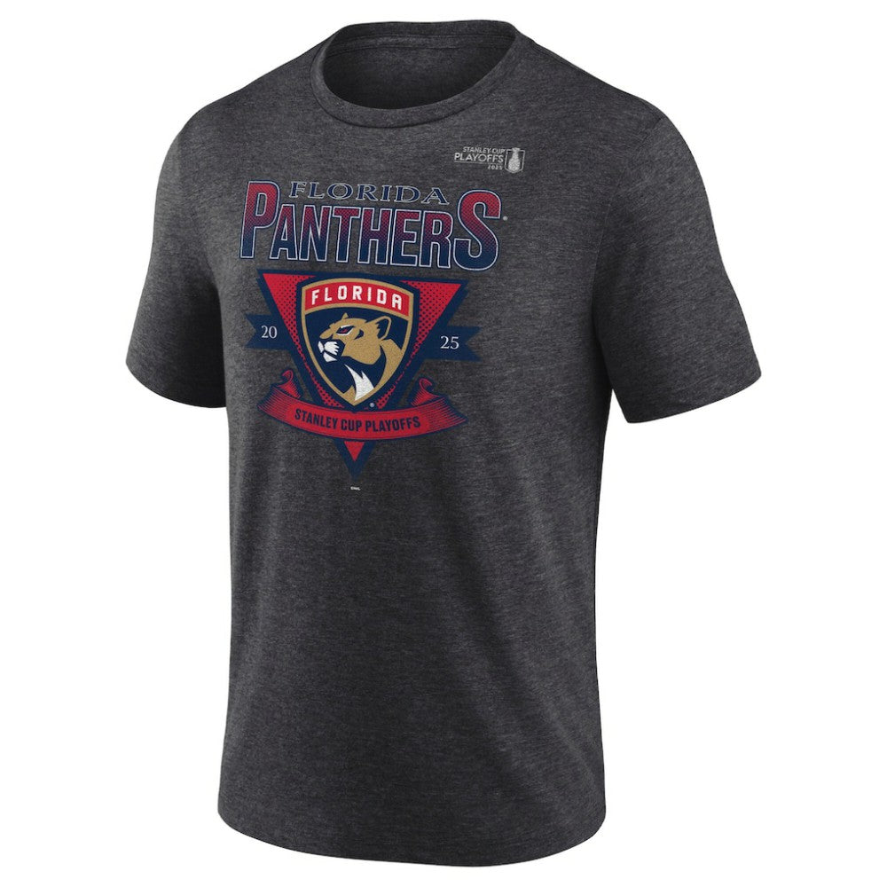 Florida Panthers Fanatics 2025 Stanley Cup Playoffs Crossbar Tri-Blend T-Shirt - Heather Charcoal T-shirts