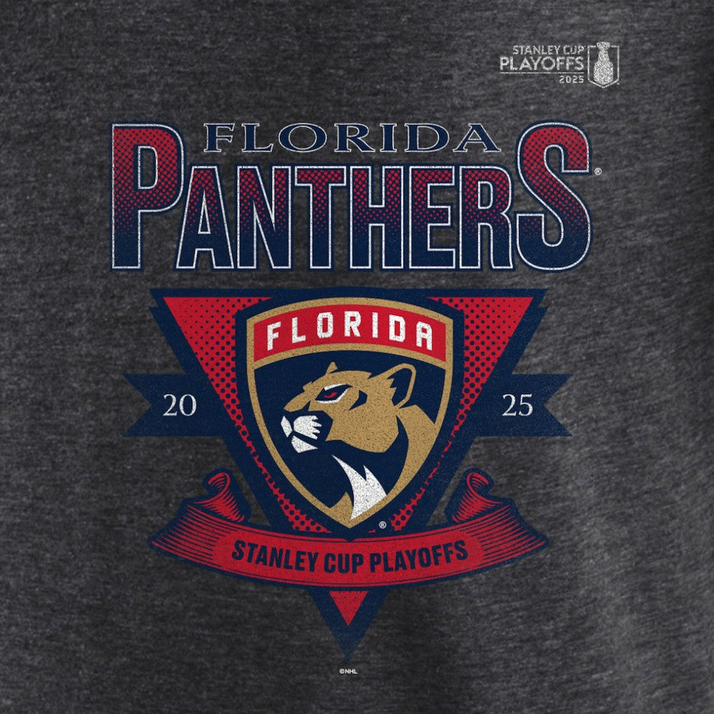 Florida Panthers Fanatics 2025 Stanley Cup Playoffs Crossbar Tri-Blend T-Shirt - Heather Charcoal T-shirts