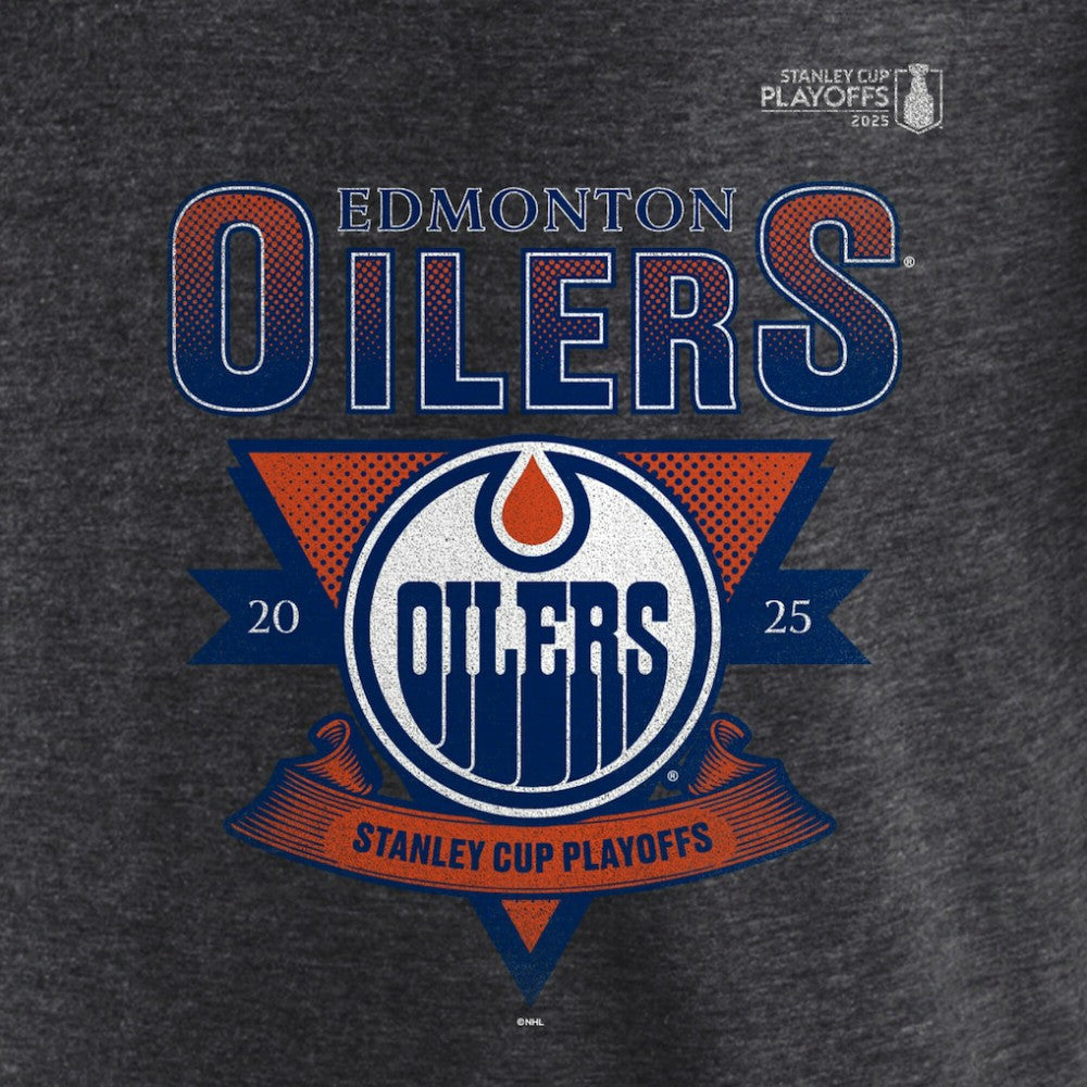 Edmonton Oilers Fanatics 2025 Stanley Cup Playoffs Crossbar Tri-Blend T-Shirt - Heather Charcoal T-shirts