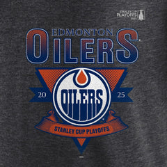 Edmonton Oilers Fanatics 2025 Stanley Cup Playoffs Crossbar Tri-Blend T-Shirt - Heather Charcoal T-shirts