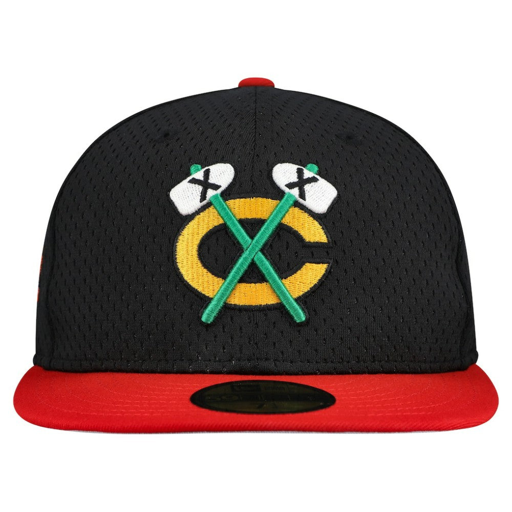 Chicago Blackhawks New Era Mesh Crown Two-Tone 59FIFTY Fitted Hat - Black/Red Hats