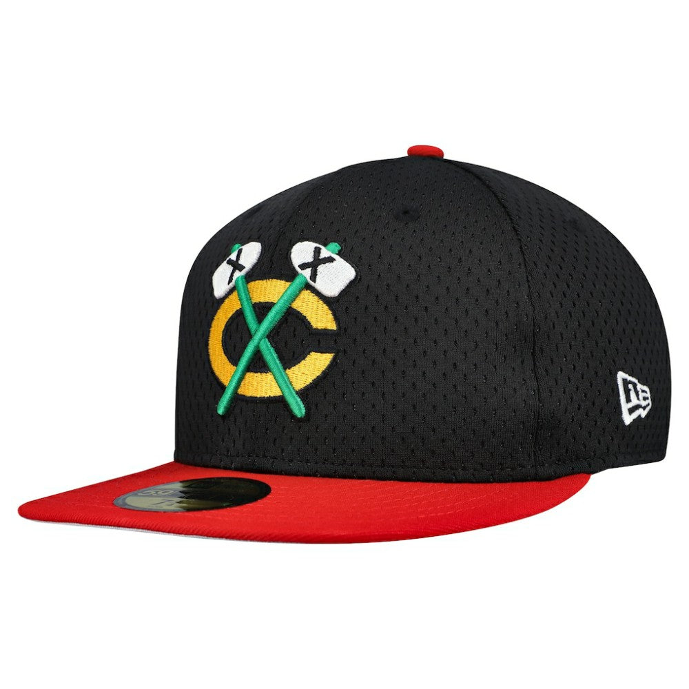 Chicago Blackhawks New Era Mesh Crown Two-Tone 59FIFTY Fitted Hat - Black/Red Hats