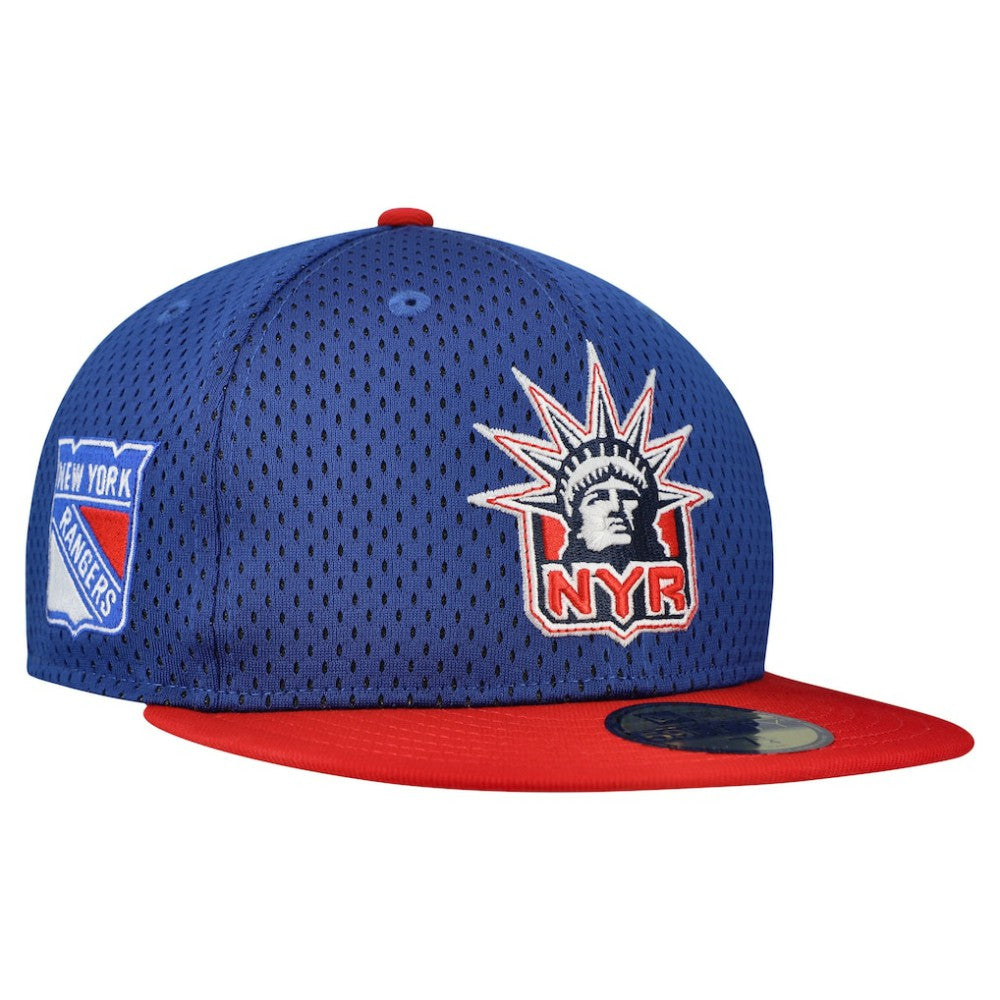 New York Rangers New Era Mesh Crown Two-Tone 59FIFTY Fitted Hat - Blue/Red Hats