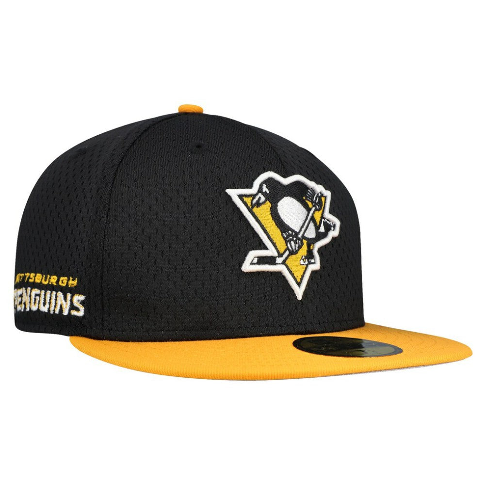 Pittsburgh Penguins New Era Mesh Crown Two-Tone 59FIFTY Fitted Hat - Black/Gold Hats