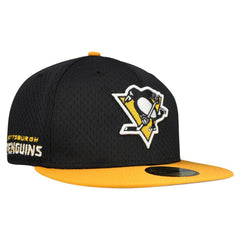 Pittsburgh Penguins New Era Mesh Crown Two-Tone 59FIFTY Fitted Hat - Black/Gold Hats