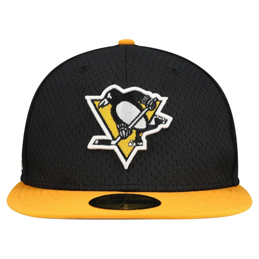 Pittsburgh Penguins New Era Mesh Crown Two-Tone 59FIFTY Fitted Hat - Black/Gold Hats