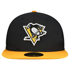 Pittsburgh Penguins New Era Mesh Crown Two-Tone 59FIFTY Fitted Hat - Black/Gold Hats