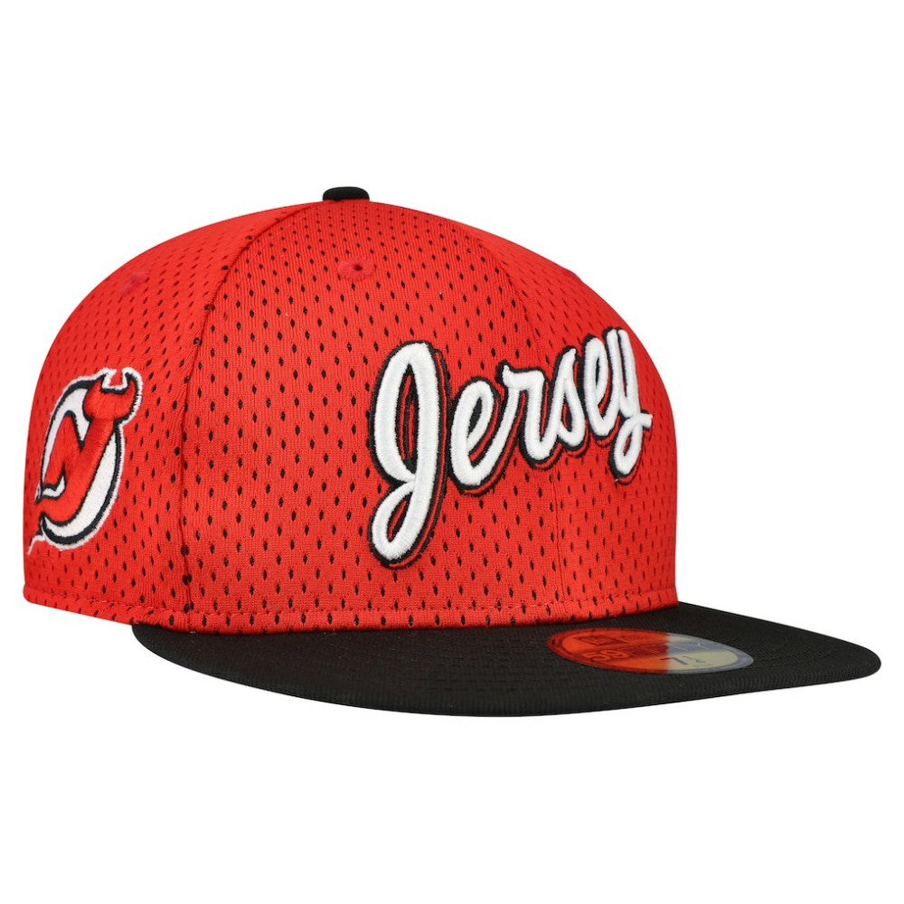 New Jersey Devils New Era Mesh Crown Two-Tone 59FIFTY Fitted Hat - Red/Black Jerseys