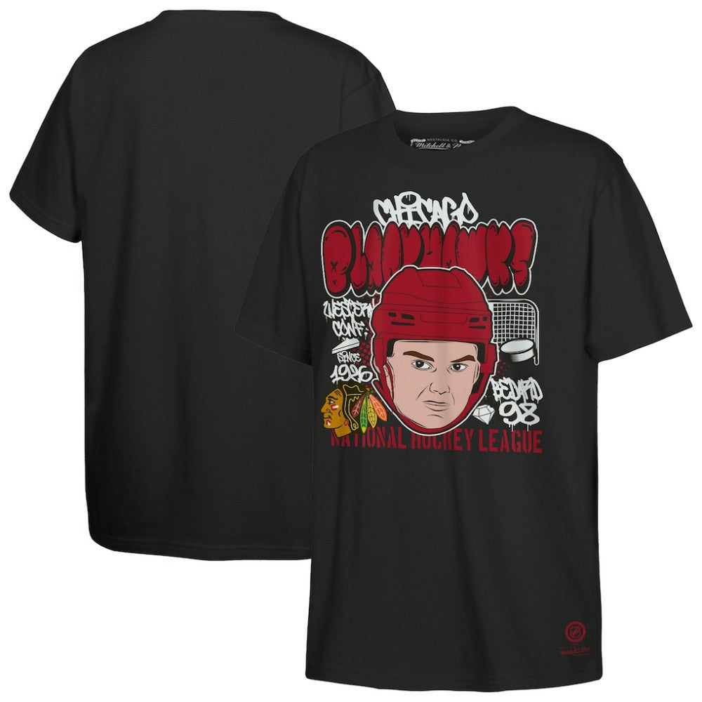 Connor Bedard Chicago Blackhawks Mitchell & Ness Youth Caricature T-Shirt - Black T-shirts