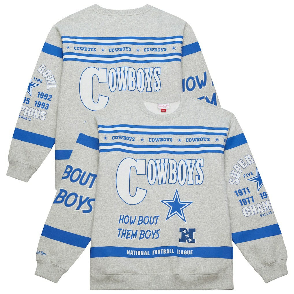 Dallas Cowboys All Over Print Retro Fleece Sweatshirt - Heather Gray for sale