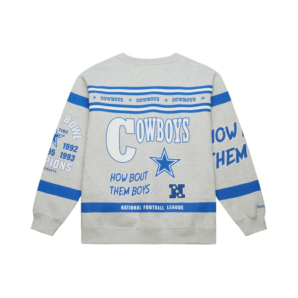 Dallas Cowboys All Over Print Retro Fleece Sweatshirt - Heather Gray for sale