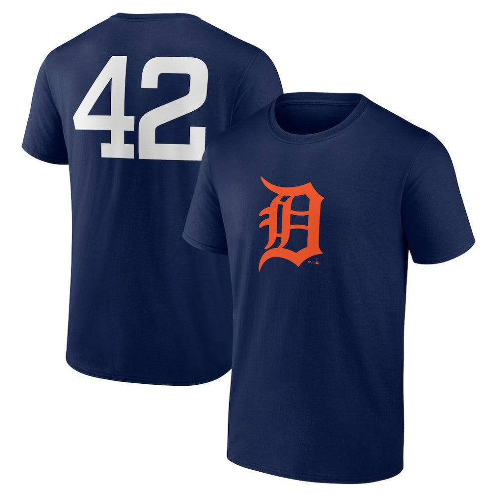 Detroit Tigers Jackie Robinson Day Name & Number T-Shirt Navy