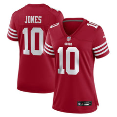 Mac Jones San Francisco 49ers Women's Team Game Jersey - Scarlet on sale